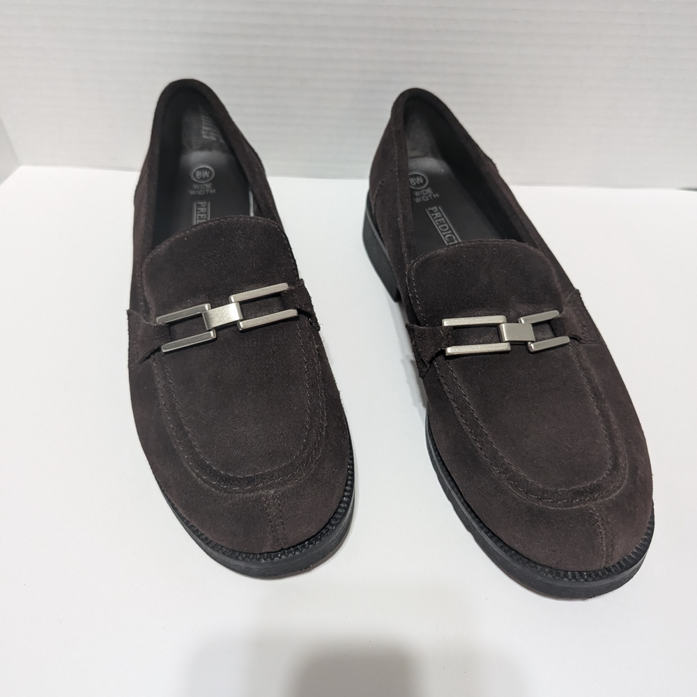 Predictions Brown Suede Loafers with Silver Hardware